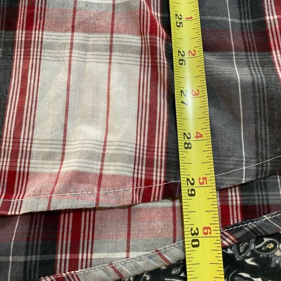 Levi's Red and Gray Plaid Pearl Snap Shirt XXXL UB-16 - Picture 8 of 9